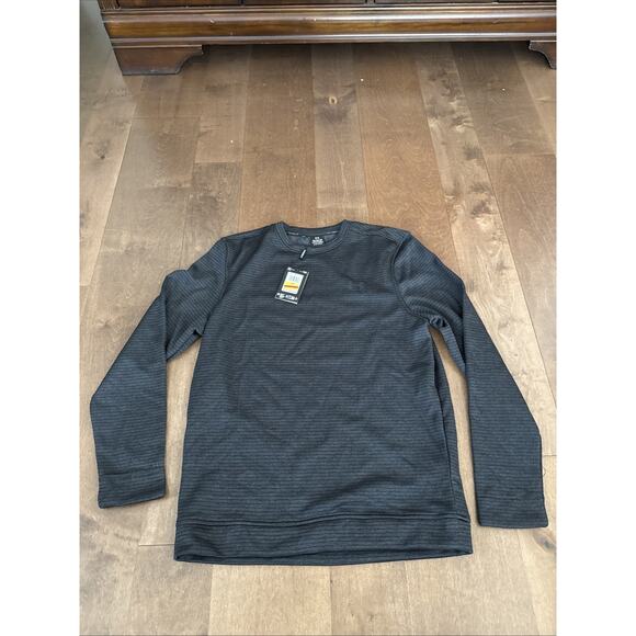 Under Armour Storm Golf Sweatshirt Men Med Black Striped Fleece Lined Crewneck - Picture 1 of 4